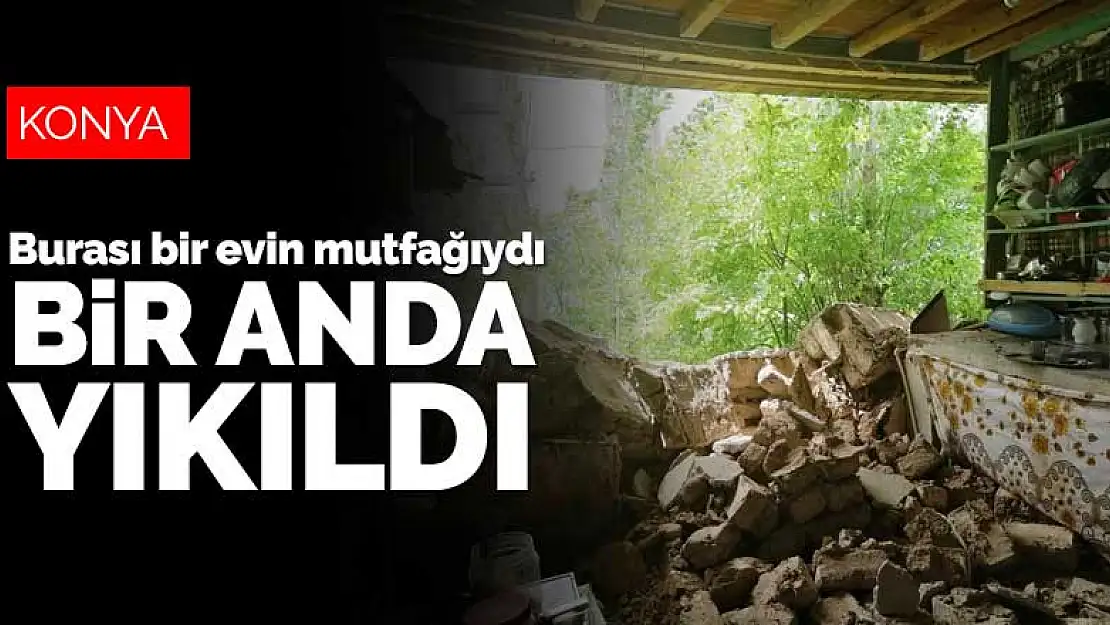 Konya Kulu'da tek katlı evin duvarı yıkıldı! İçinde yaşayan aile başka eve nakledildi