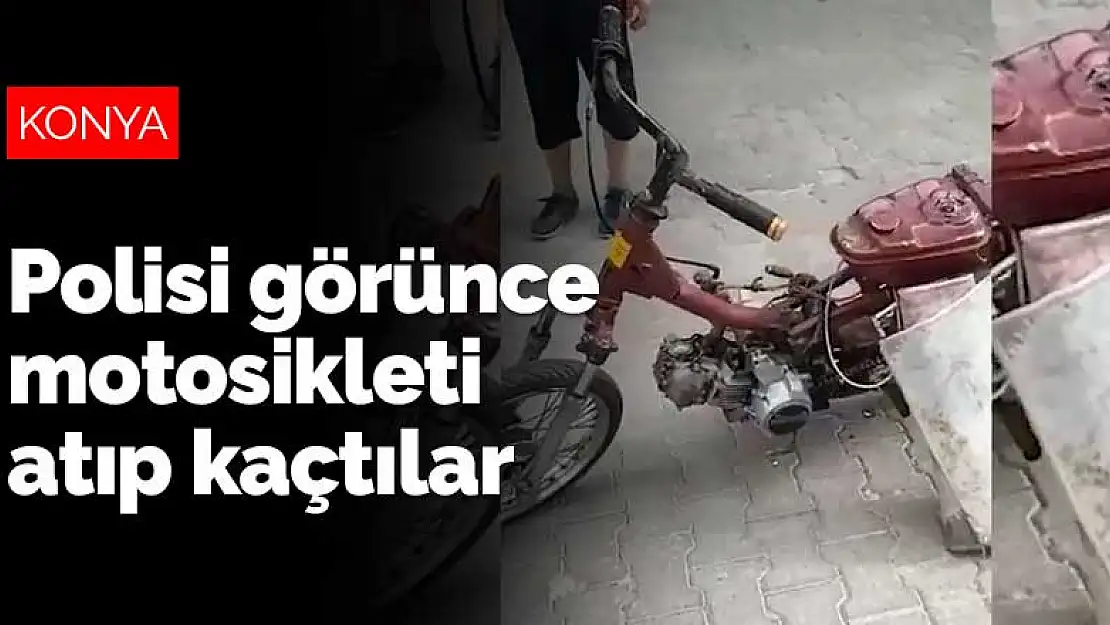 Konya'da yarış yapan sürücüler polisi görünce motosikleti atıp kaçtı