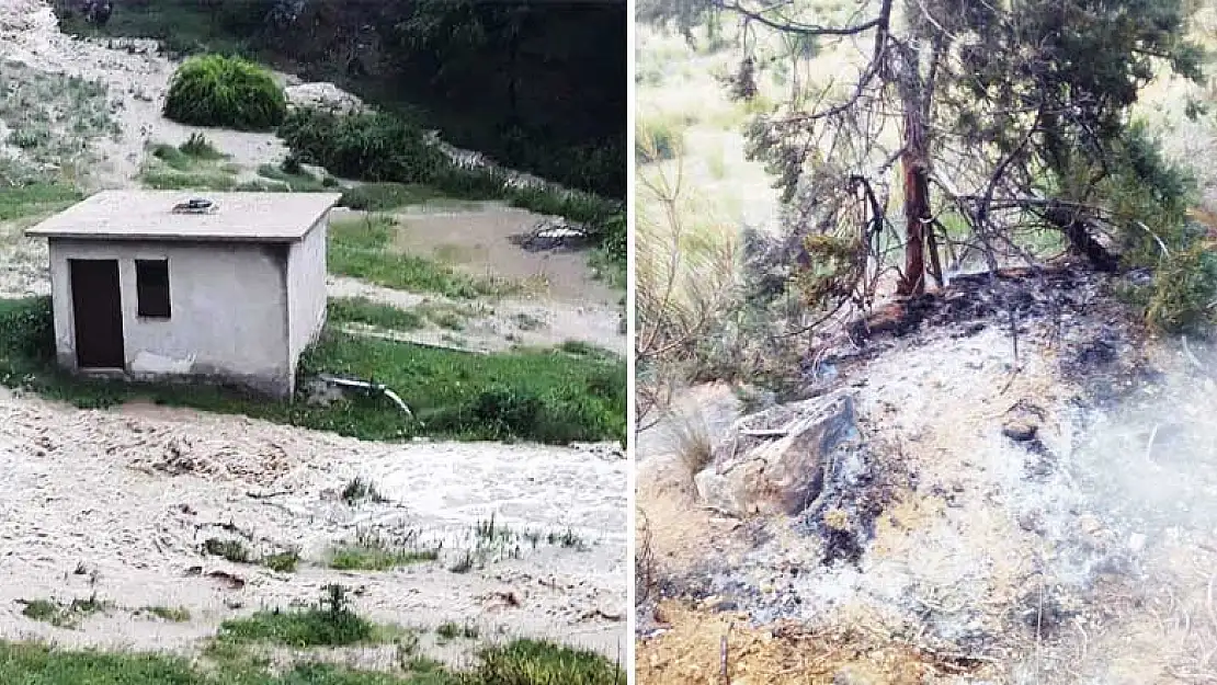 Ankara Nallıhan'da bir yanda sel bir yanda orman yangını