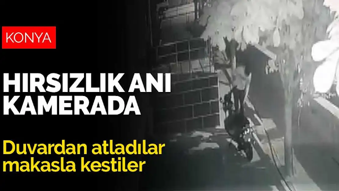 Konya'da elektrikli motosikletin bina bahçesinden çalınma anı kamerada