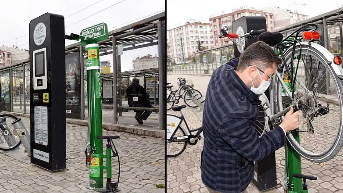 Konya'da bisiklet kullanıcılarına büyük kolaylık sağlayan istasyonların sayısı artırıldı