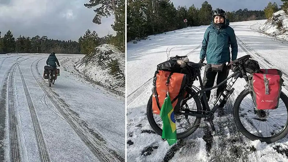 Bisikletiyle Dünya turuna çıkan Brezilyalı Konya'da kara yakalandı