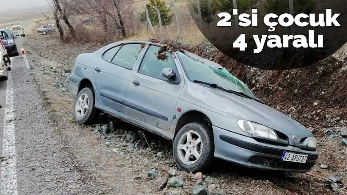 Kulu'da takla atan otomobilde 2'si çocuk 4 kişi yaralandı