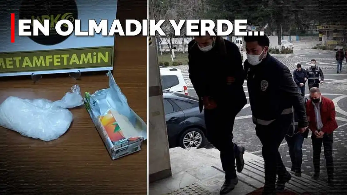 Konya'da meyve suyu kutusundaki uyuşturucu bulan polisler birbirlerini alkışladı