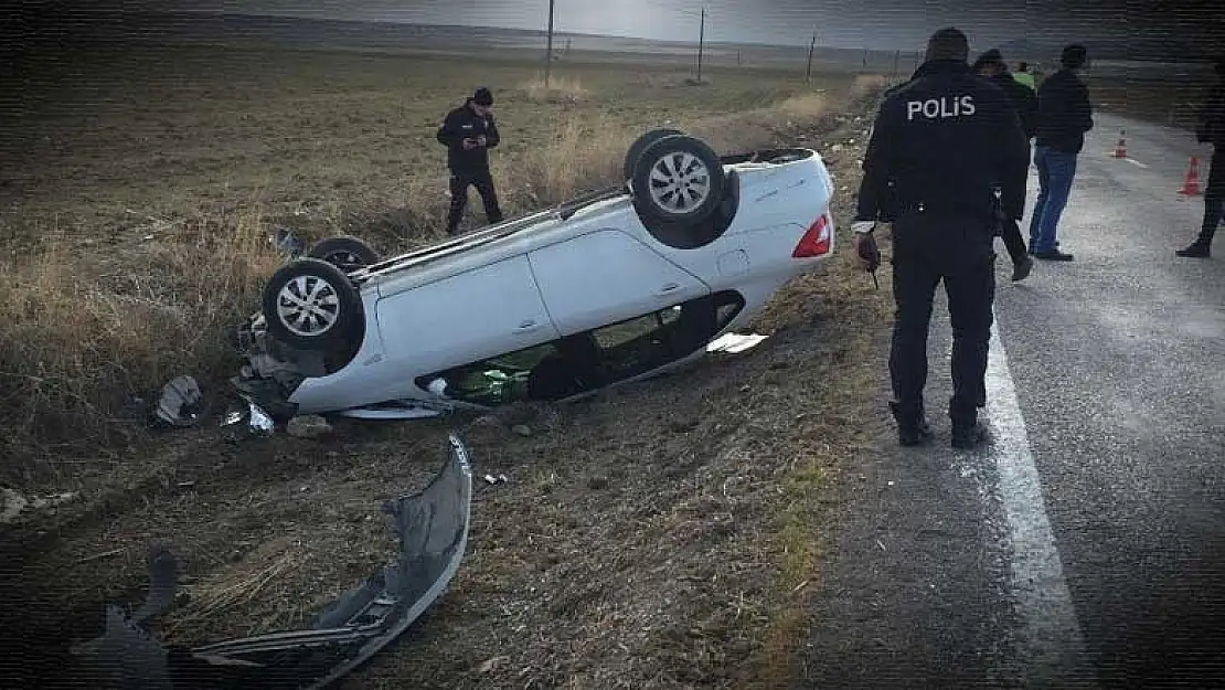 Konya'da takla atan otomobilden mucize kurtuluş