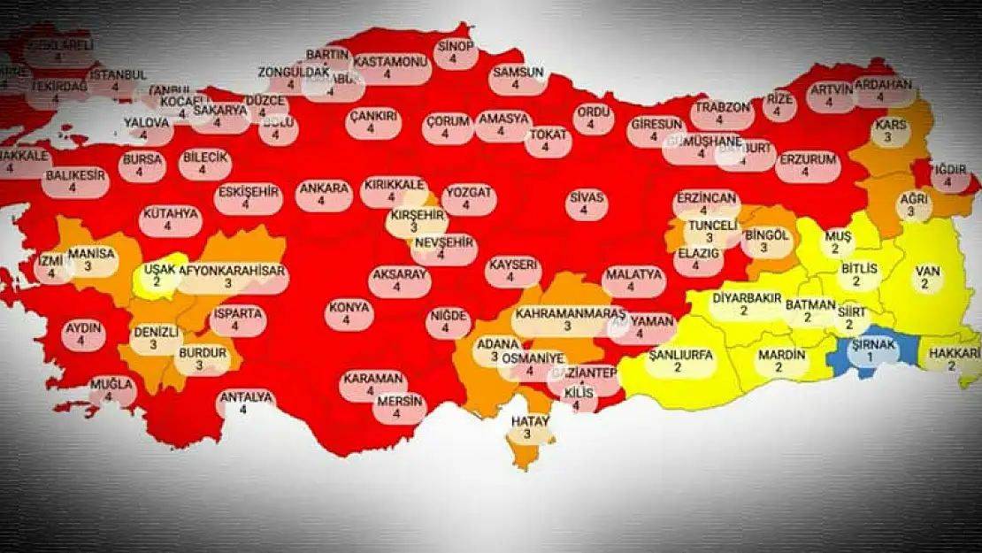 Risk haritası güncellendi! Kırmızı il sayısı arttı, mavi kategoride 1 il kaldı