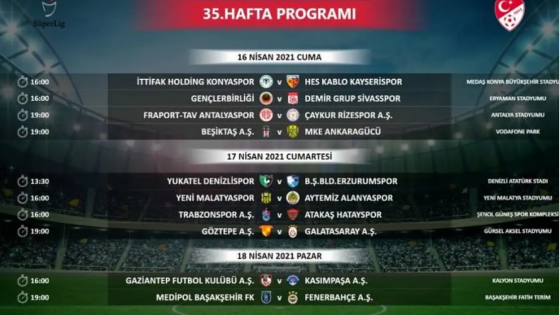 Konyaspor'un 5 haftalık maç programı belli oldu