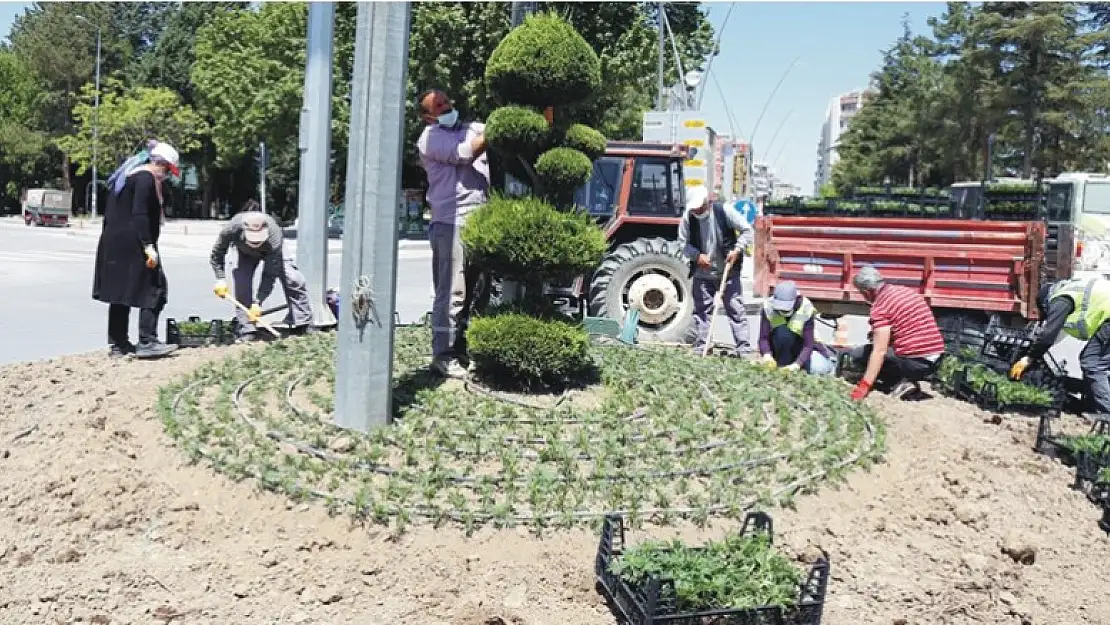 Konya Ereğli Belediyesinden çiçeklendirme çalışmaları