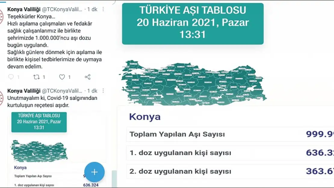 Konya Valisi Özkan'dan aşı teşekkürü