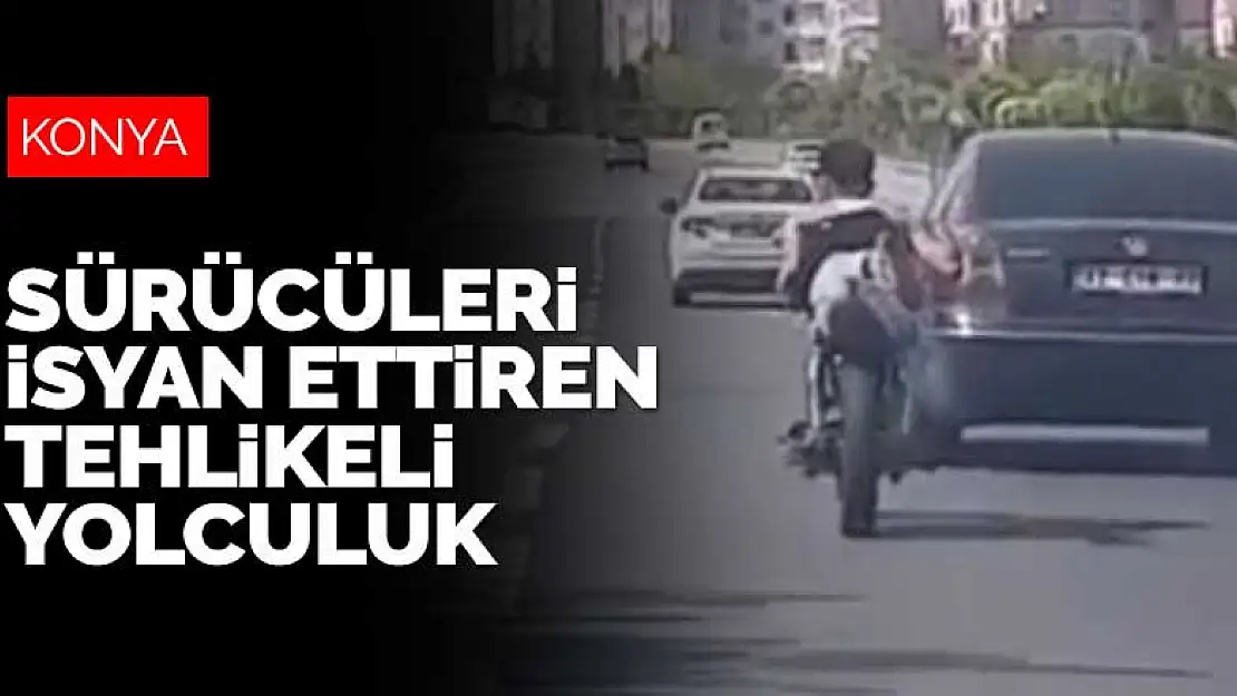 Konya'daki tehlikeli motosiklet yolculuğu diğer sürücüleri isyan ettirdi