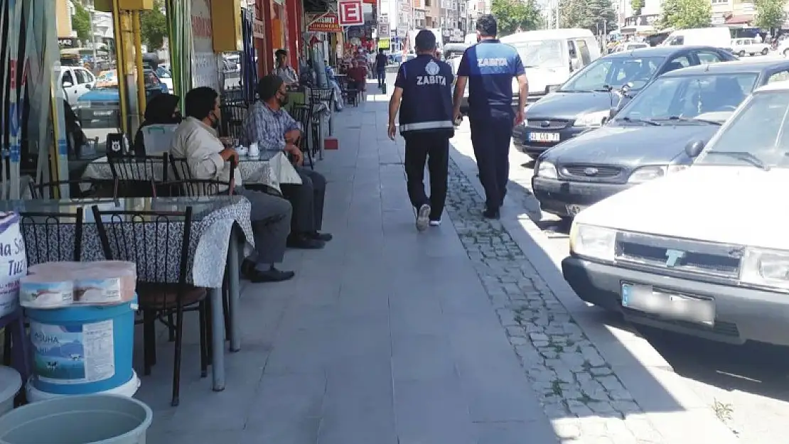 Konya Seydişehir'de zabıta ekipleri kaldırım işgali denetiminde