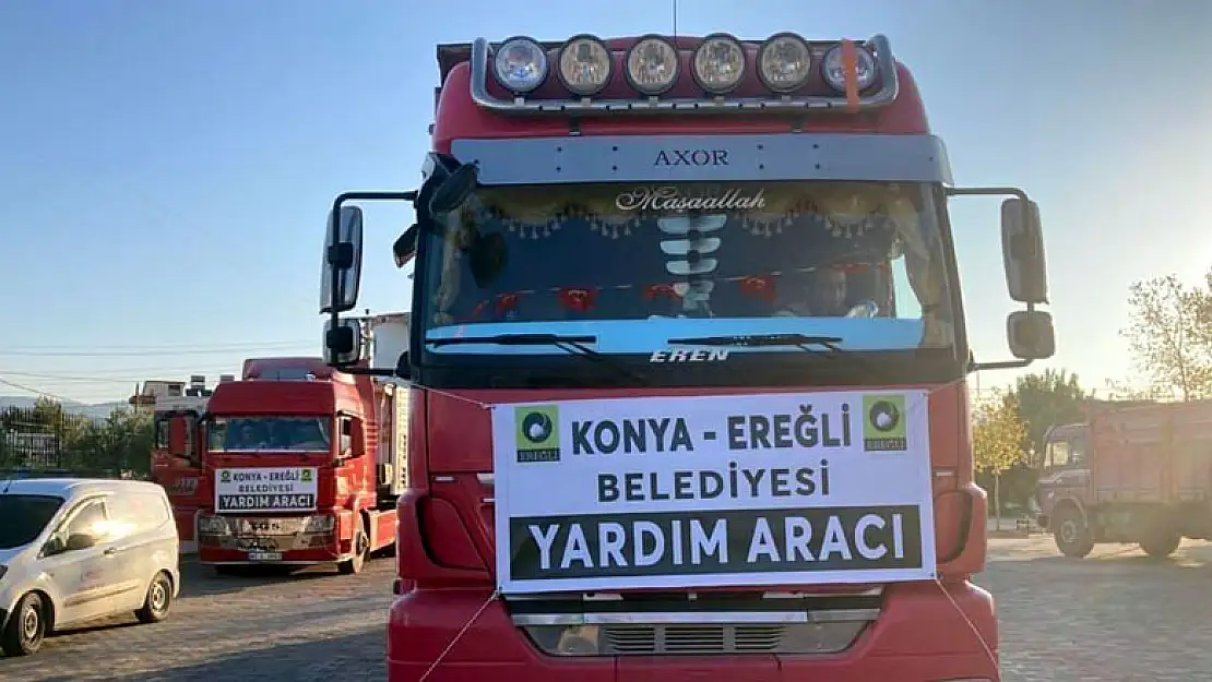 Ereğli Belediyesinin yangın bölgesine gönderdiği yardım yerine ulaştı