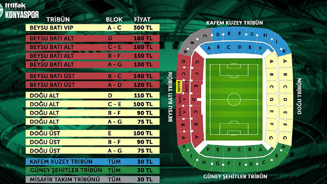 Konyaspor-Başakşehir maçı biletleri satışa çıktı