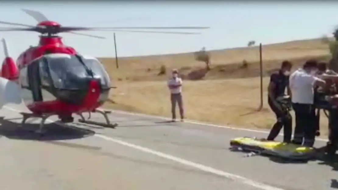 Konya'da helikopter ambulans cam kemik hastası kazazede için havalandı