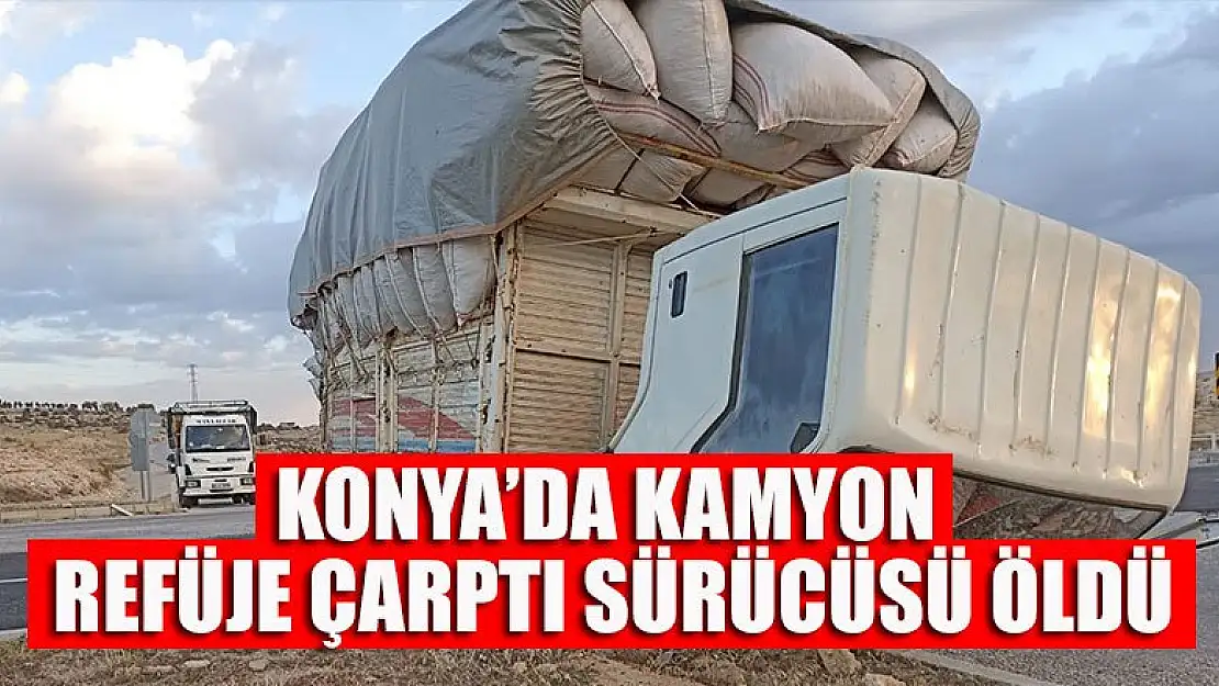 Konya'da kamyon refüje çarptı: Sürücüsü öldü