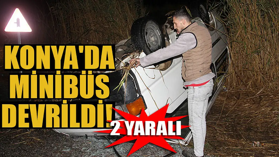 Konya'da minibüs sazlıkların içine devrildi: 2 yaralı