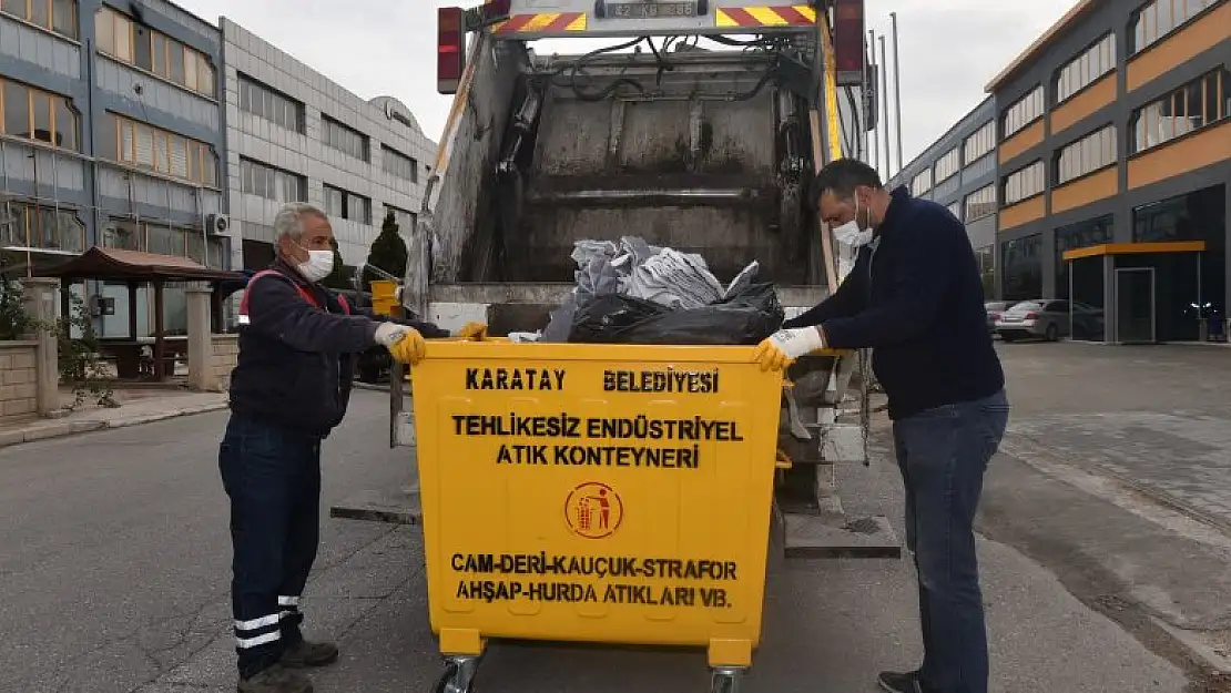 Karatay Belediyesi, sanayilerdeki endüstriyel atıkları topluyor