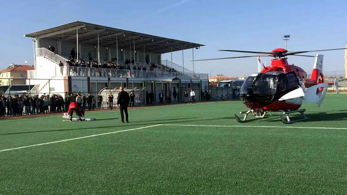 Konya'da devre arasında helikopter ambulans sahaya indi