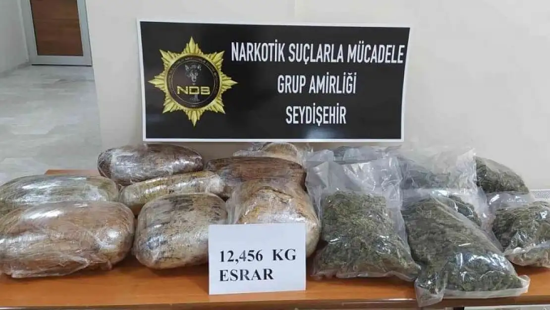 Konya'da 12 kilo 456 gram kubar esrar ele geçirildi