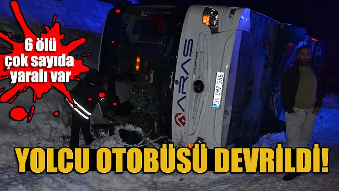 Kars-Erzurum kara yolunda yolcu otobüsü devrildi