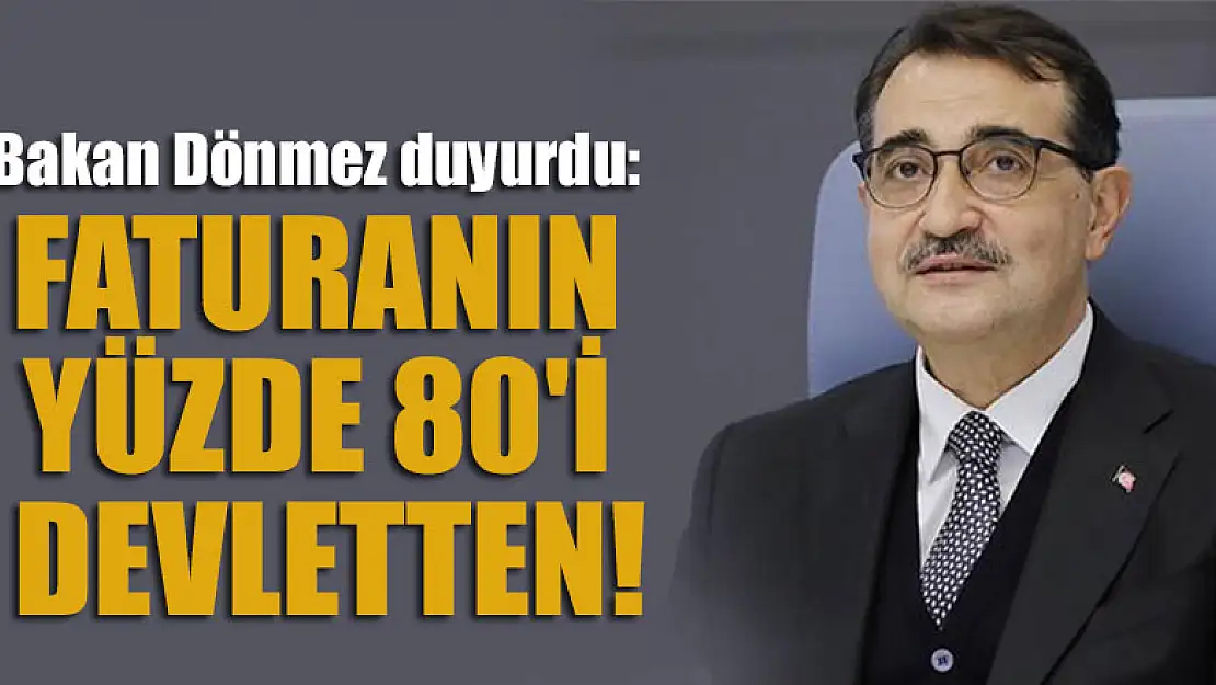 Bakan Dönmez duyurdu: Faturanın yüzde 80'i devletten!