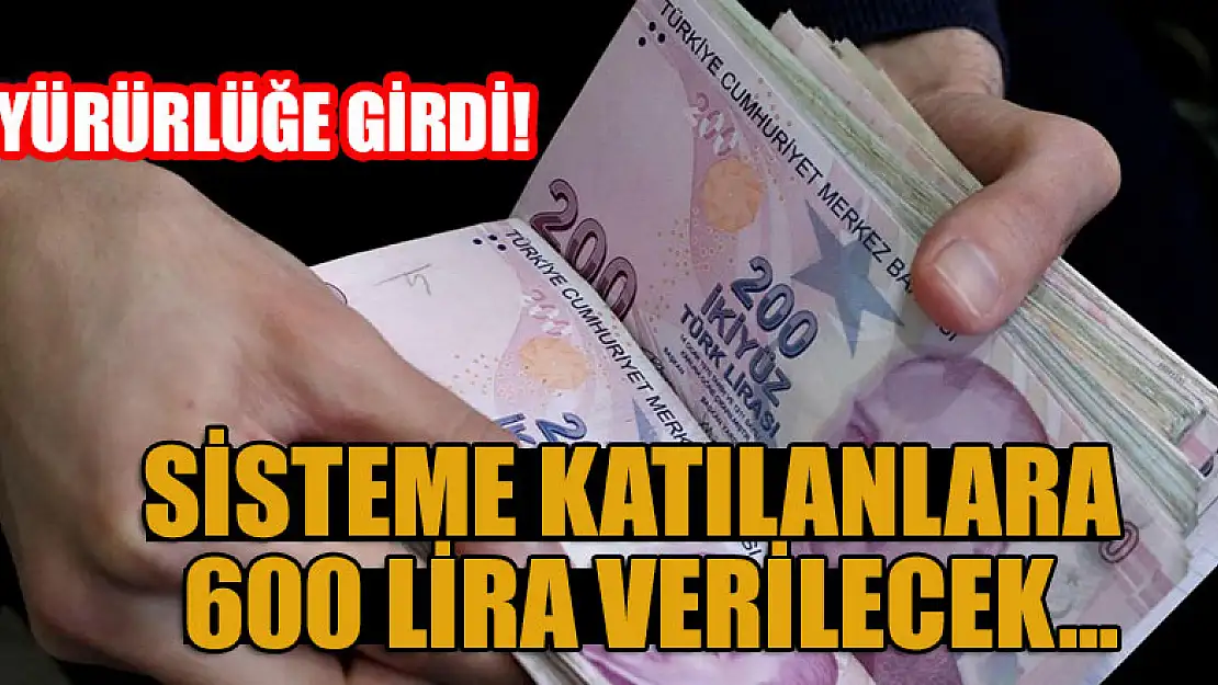 Yürürlüğe girdi! Sisteme katılanlara 600 lira verilecek...