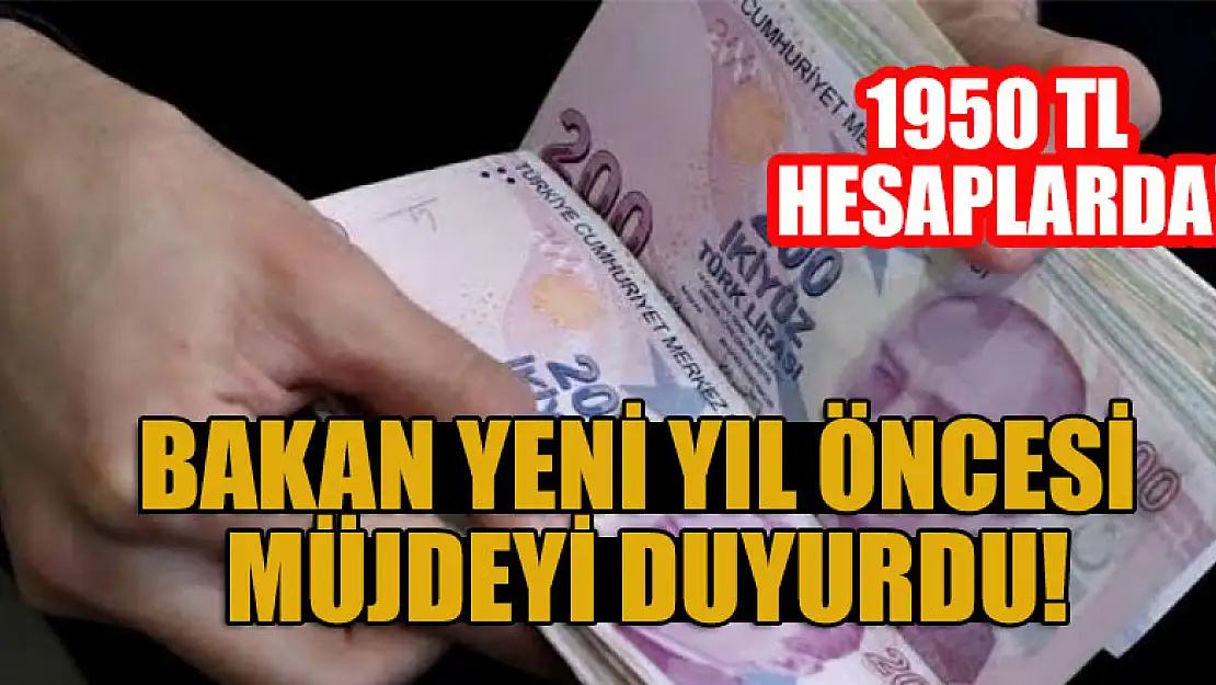 Bakan yeni yıl öncesi müjdeyi duyurdu: 1950 TL hesaplarda!