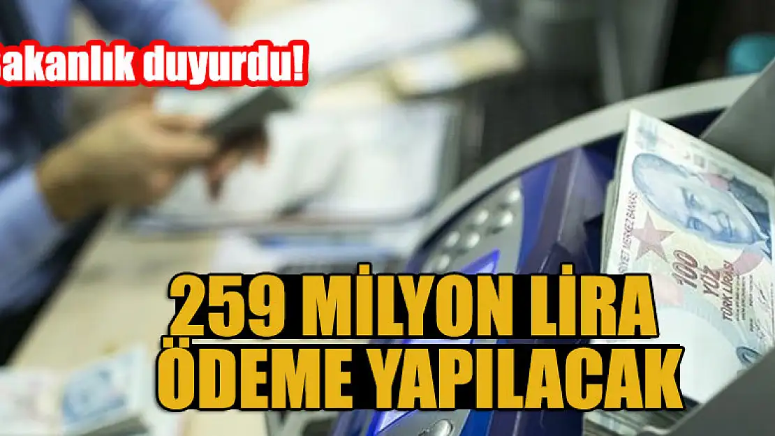 Bakanlık duyurdu: 259 milyon lira destek ödemesi yapılacak