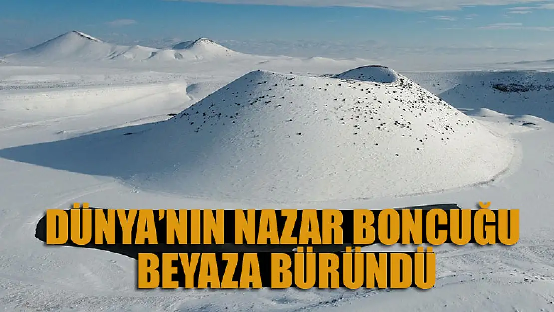 Meke Gölü kar yağışının ardından beyaza büründü