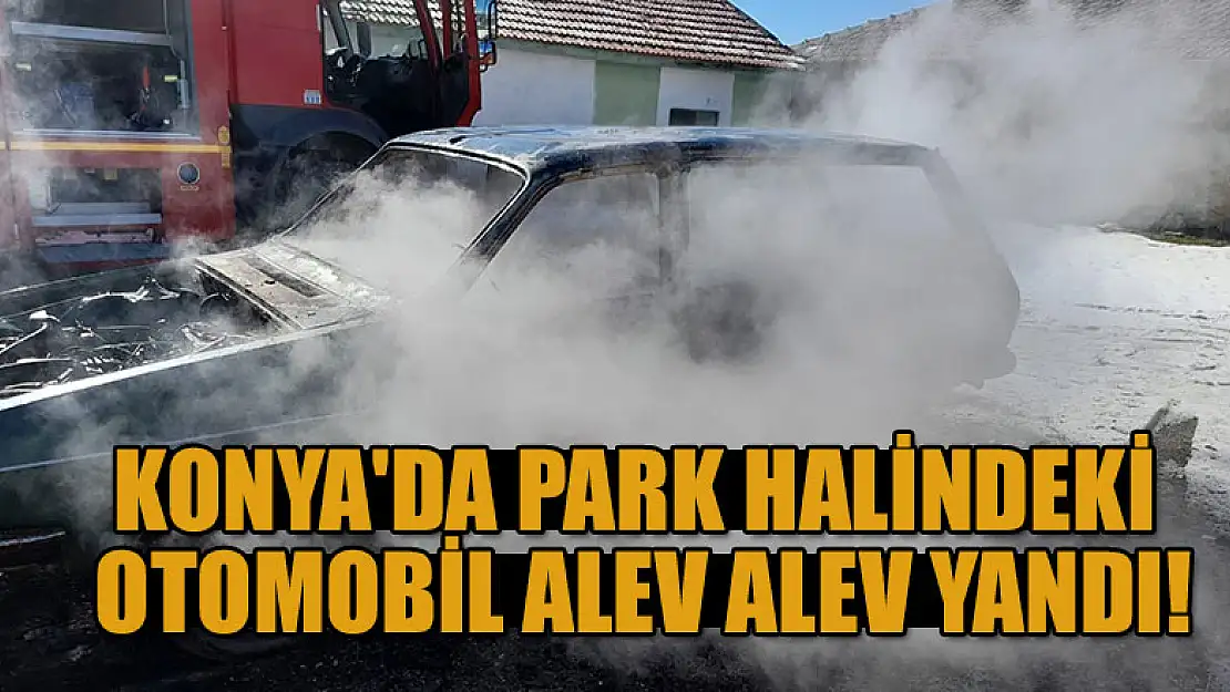 Konya'da park halindeki otomobil alev alev yandı!