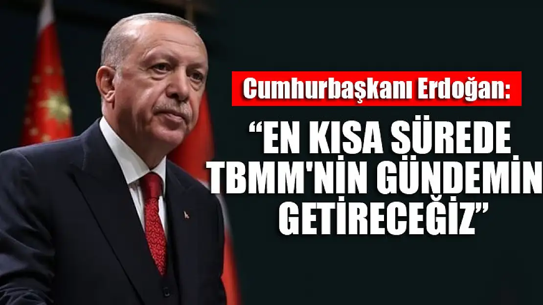 Cumhurbaşkanı Erdoğan: En kısa sürede TBMM'nin gündemine getireceğiz