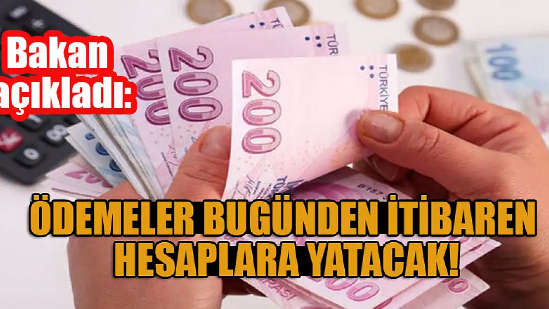 Bakan açıkladı: Ödemeler bugünden itibaren hesaplara yatacak