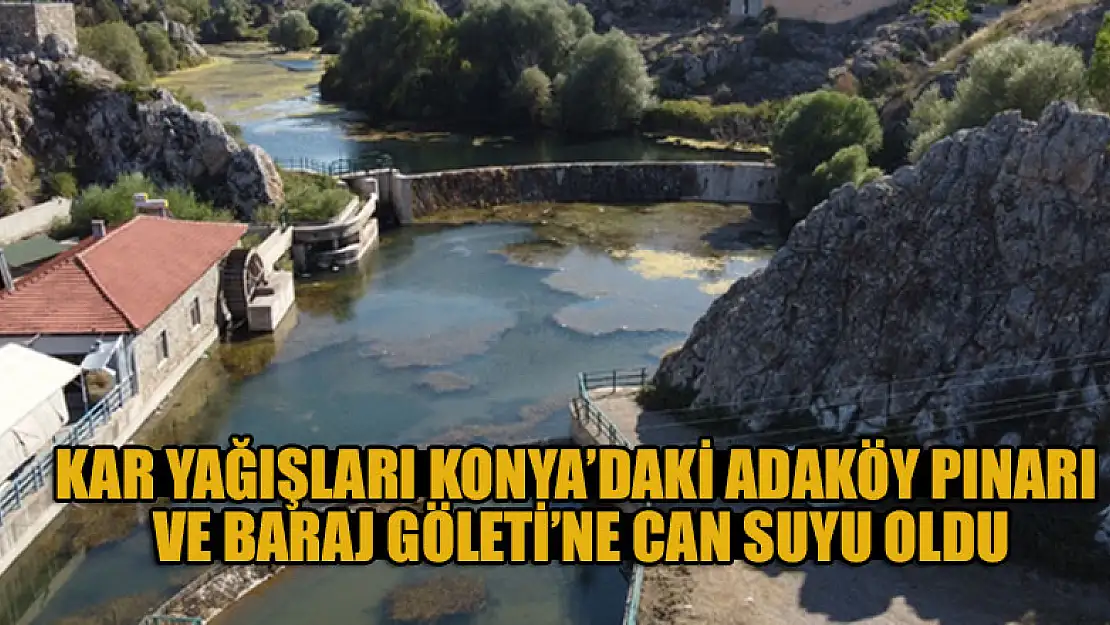 Kar yağışları Konya'daki Adaköy Pınarı ve Baraj Göleti'ne can suyu oldu