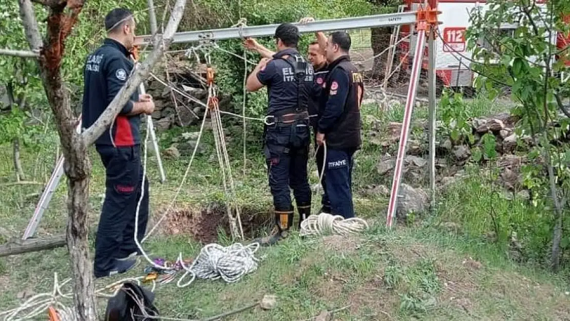 Elazığ'da kuyuya düşen inek kurtarıldı