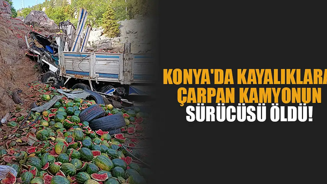 Konya'da kayalıklara çarpan kamyonun sürücüsü öldü