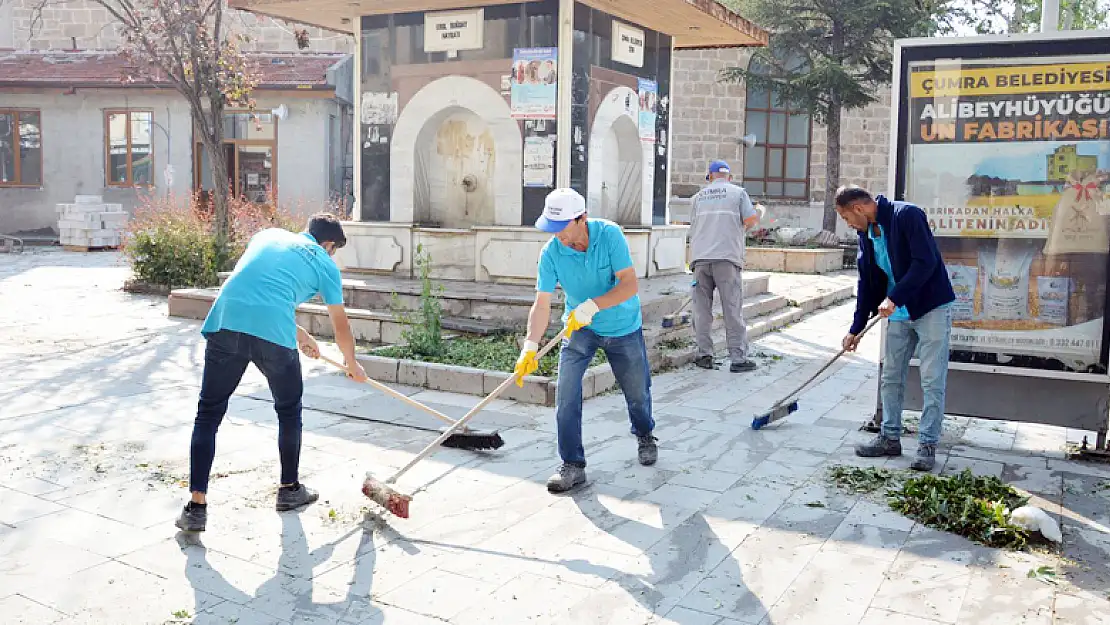 Çumra Belediyesi Dolu Yağış Sonrası Temizlik Çalışması Yaptı