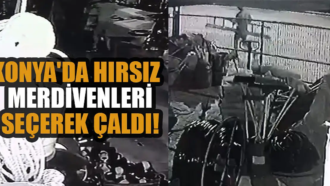 Konya'da hırsız merdivenleri seçerek çaldı!