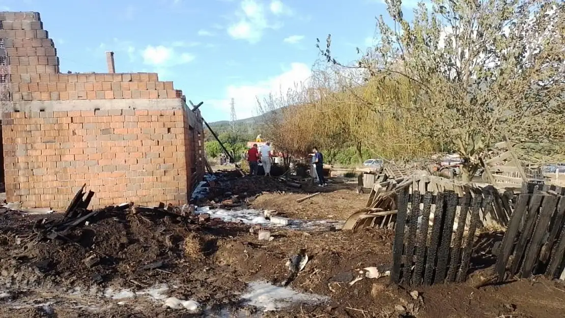 Ahırda çıkan yangında altı küçükbaş hayvan telef oldu