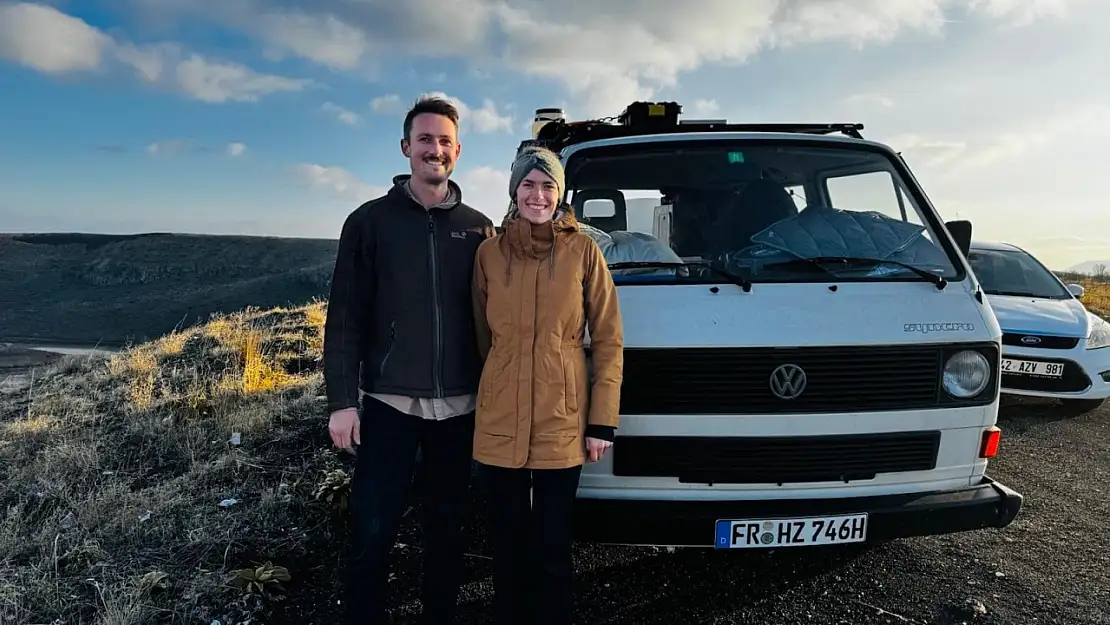 Alman çift Konya'da kamp yaptı