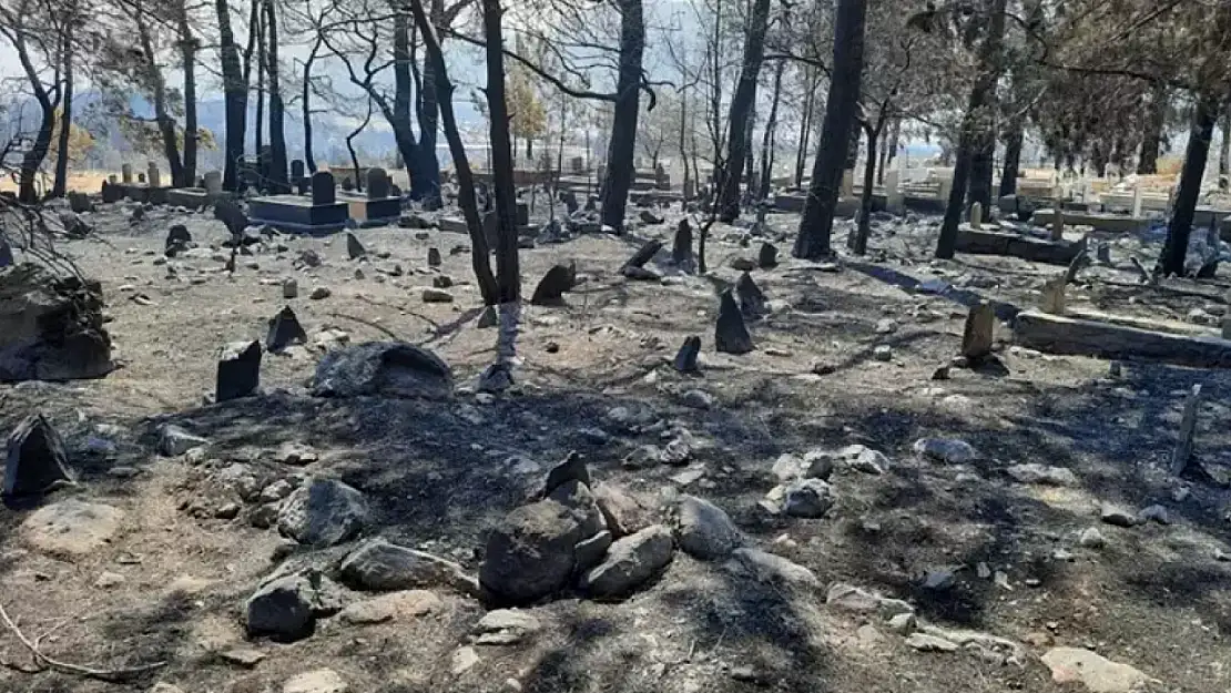 Çıkan yangında şehit mezarı yanmadı!