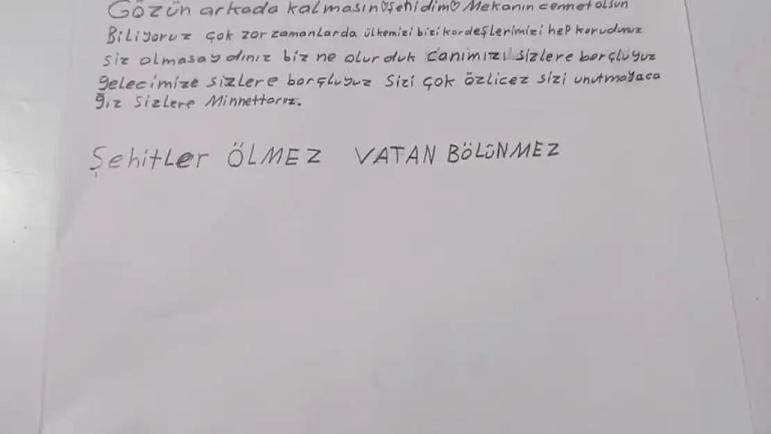 Devlet korumasındaki çocuklardan Mehmetçiğe mektup