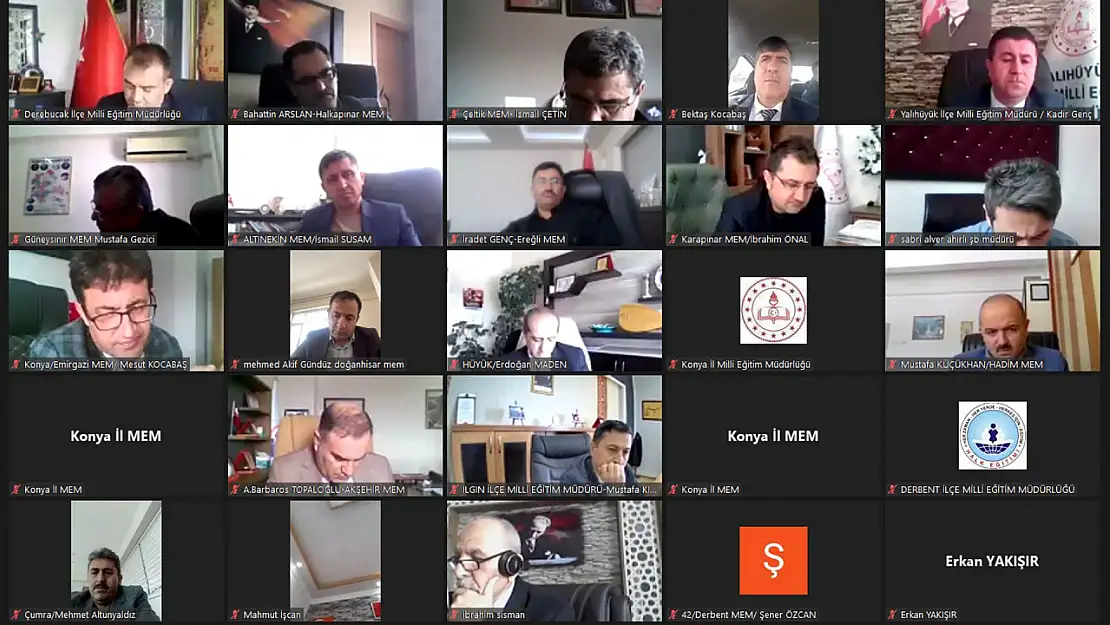 Konya'da İl ve İlçe Milli Eğitim Müdürleri onlien toplantı gerçekleştirdi