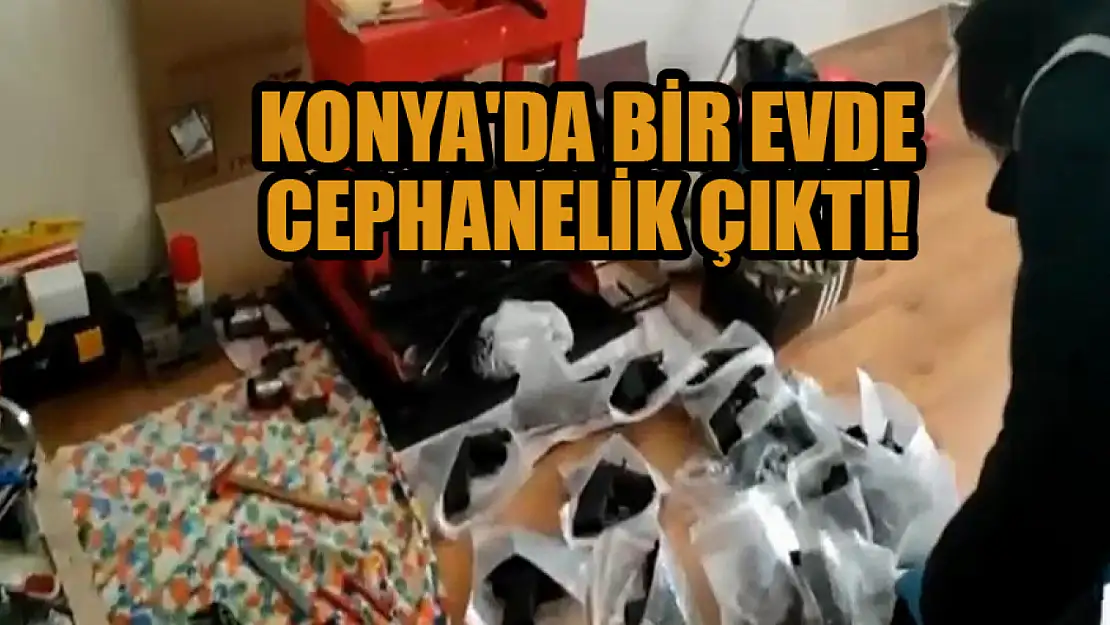 Konya'da bir evde cephanelik çıktı