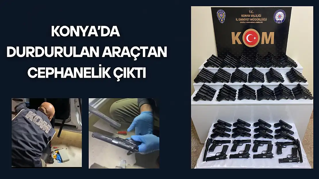Konya'da durdurulan araçtan cephanelik çıktı: 1 gözaltı!