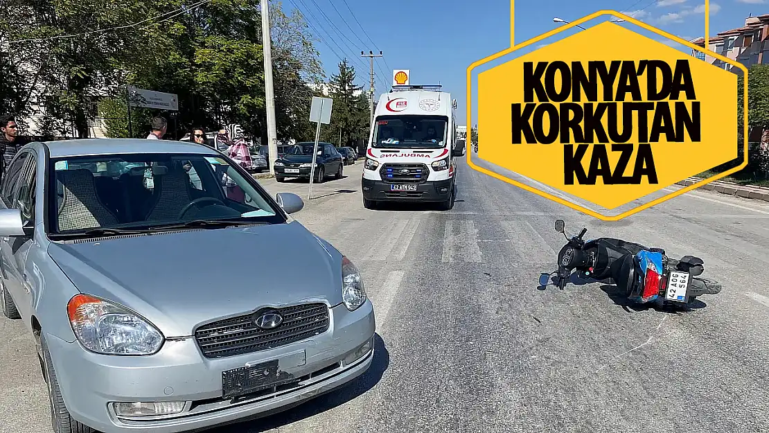 Konya'da motosiklet otomobile çarptı