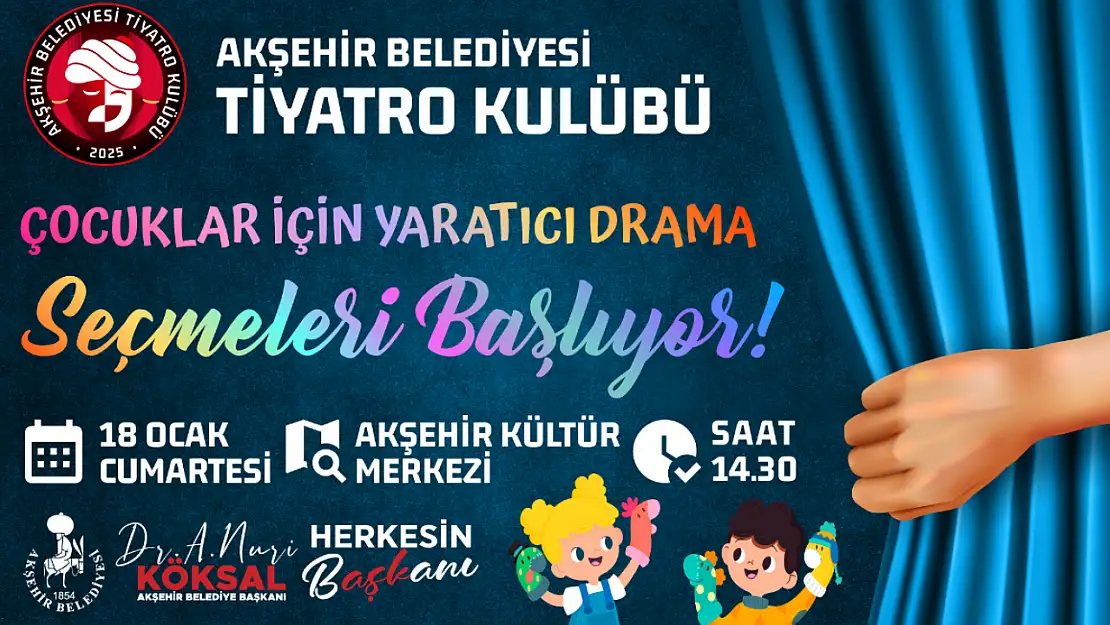 Konya'daki o ilçede çocuklar için Yaratıcı Drama Eğitimi verilecek!