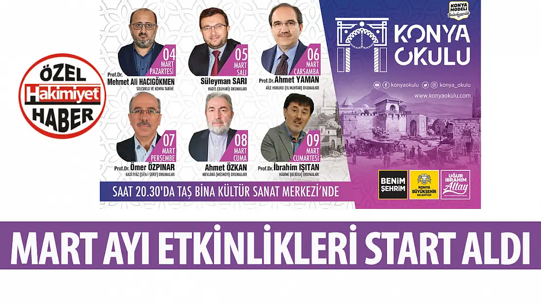 Konya Okulu'nda Mart Ayı Programı Başladı