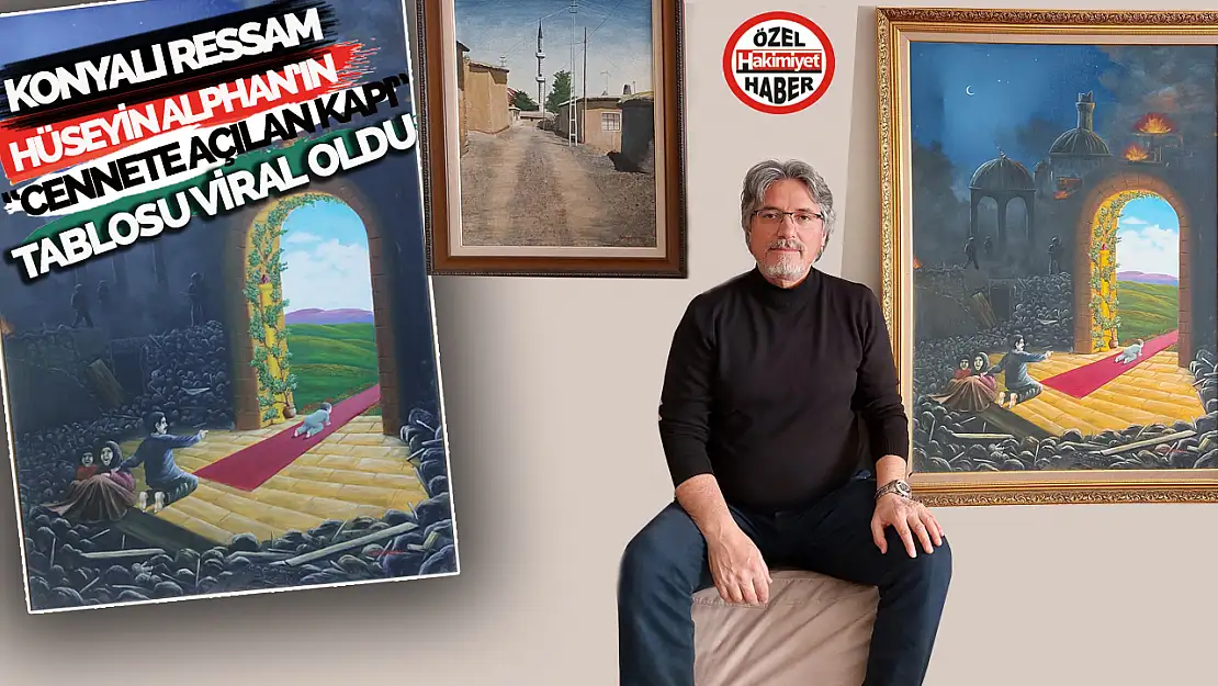 Konyalı Ressam Hüseyin Alphan'ın Filistin Temalı Tablosu Büyük İlgi Görüyor