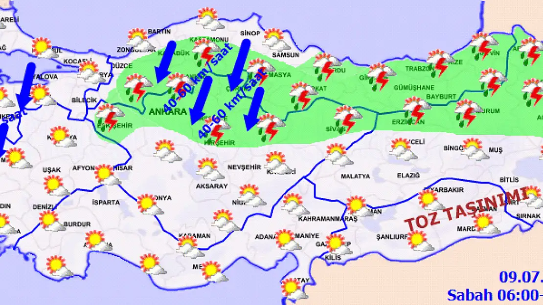 Meteoroloji açıkladı: 9 Temmuz 2024 hava durumu raporu