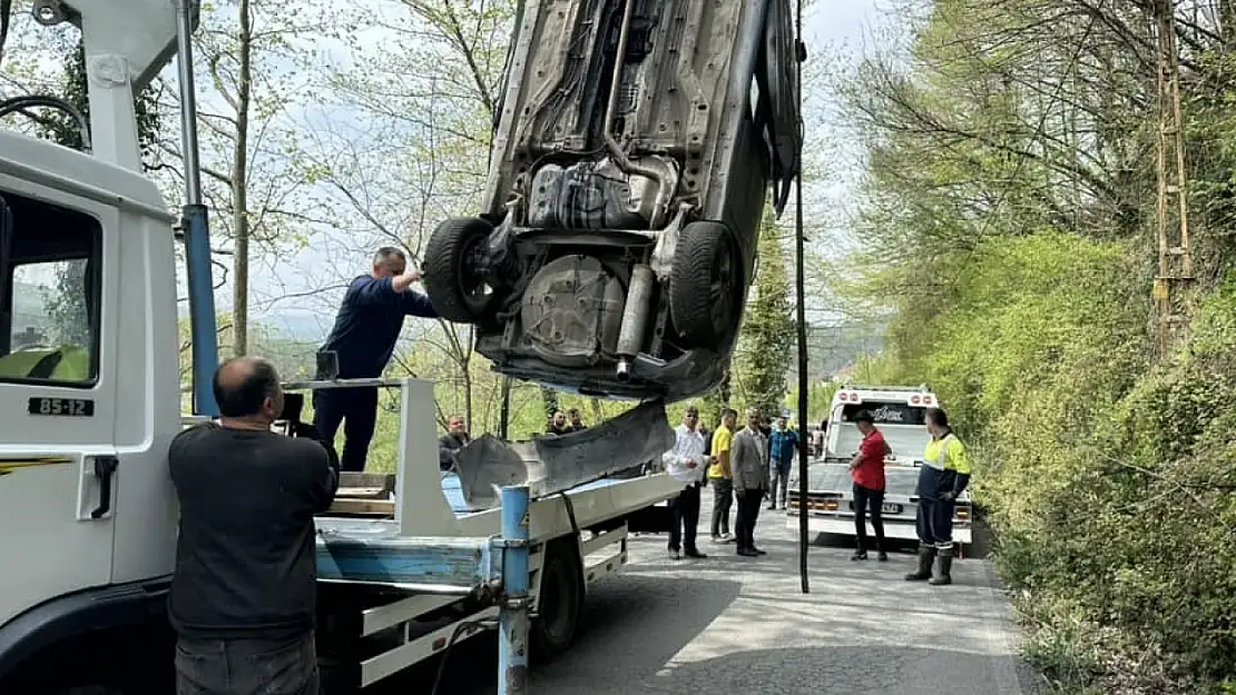 Otomobil fındık tarlasına uçtu